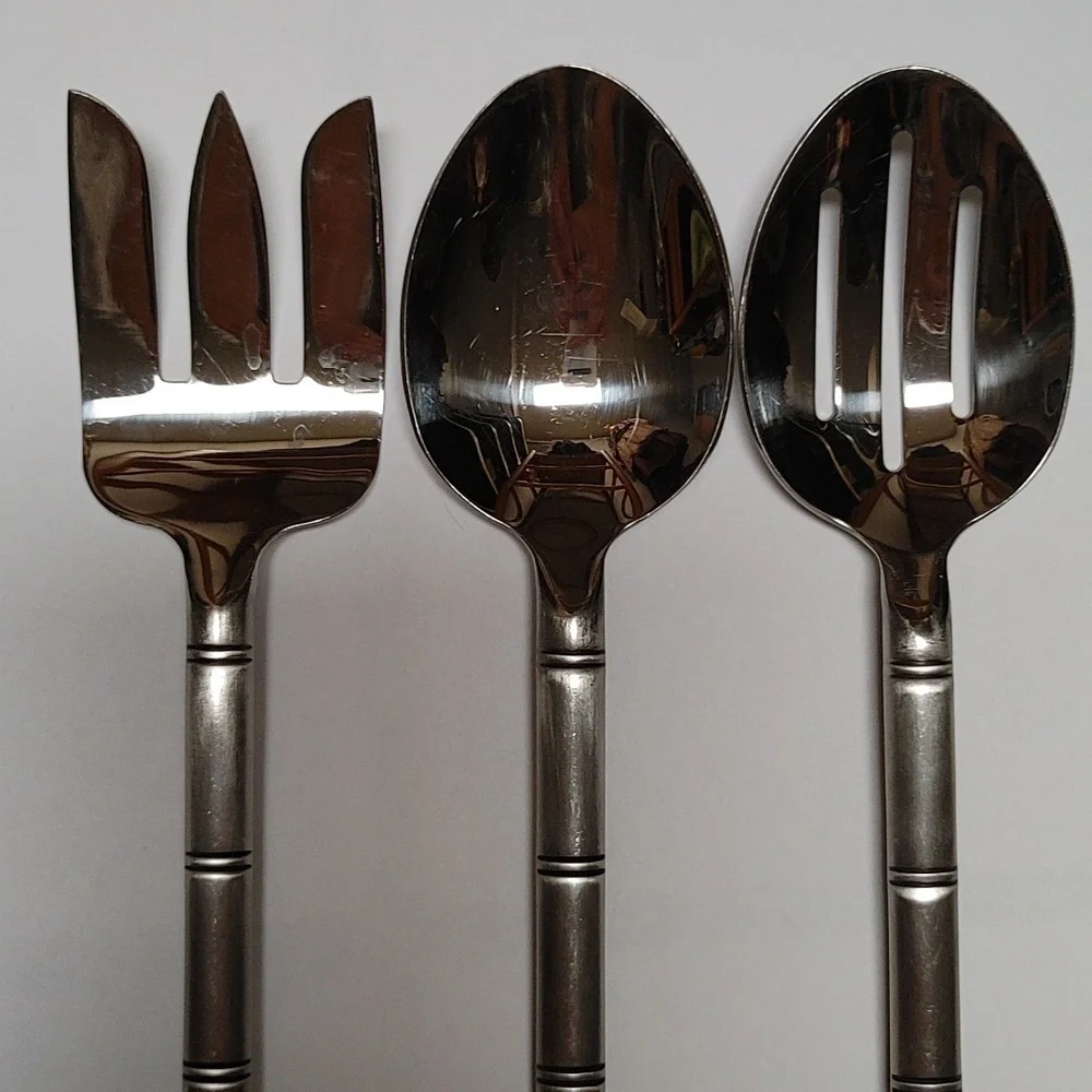 Pier 1 Stainless Steel Bamboo Design Serving Flatware
